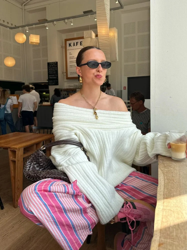 Off Shoulder Ultra Soft Knitted Sweater