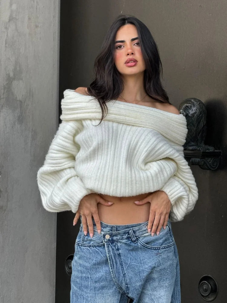 Off Shoulder Ultra Soft Knitted Sweater