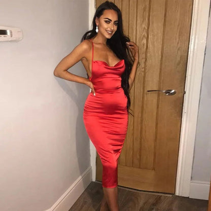 Maxi Puss Nightclub Satin Midi Dresses