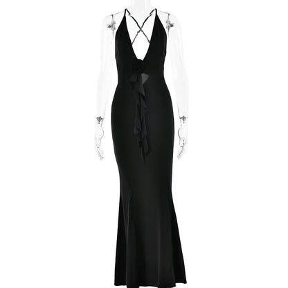 New Slim Slip Ruffled High Y2k Midi Dresses