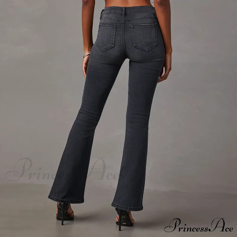 High Stretch Flare Boot Cut Slim Denim Flare Pants Autumn Winter Trousers S-2xl Jean