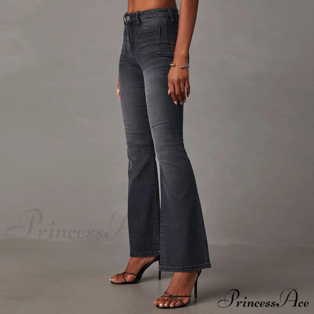 High Stretch Flare Boot Cut Slim Denim Flare Pants Autumn Winter Trousers S-2xl Jean