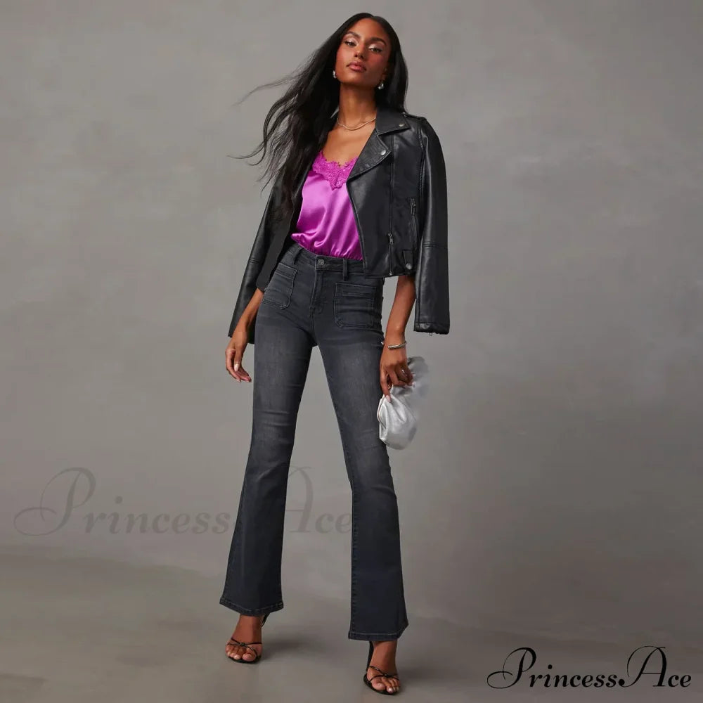 High Stretch Flare Boot Cut Slim Denim Flare Pants Autumn Winter Trousers S-2xl Jean