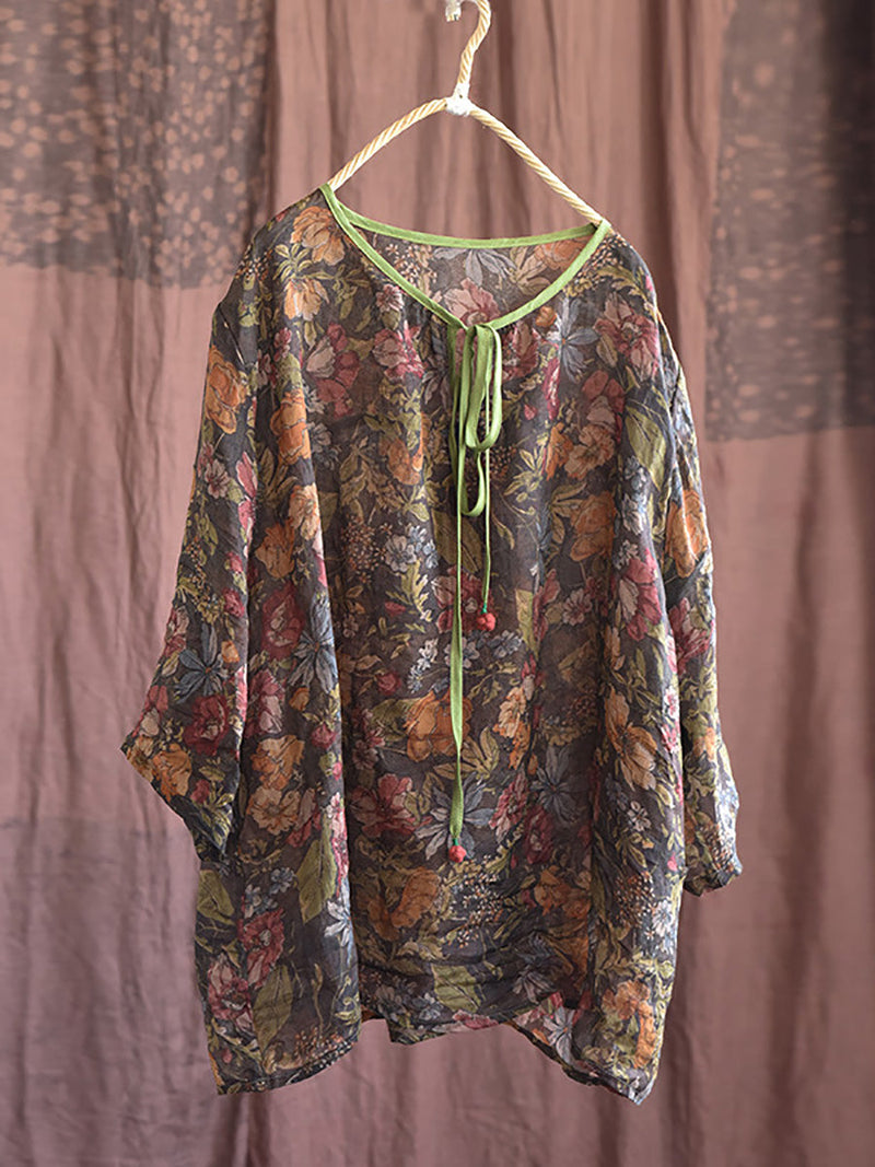 Spring Strap Linen Blouse Hh056