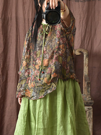 Spring Strap Linen Blouse Hh056
