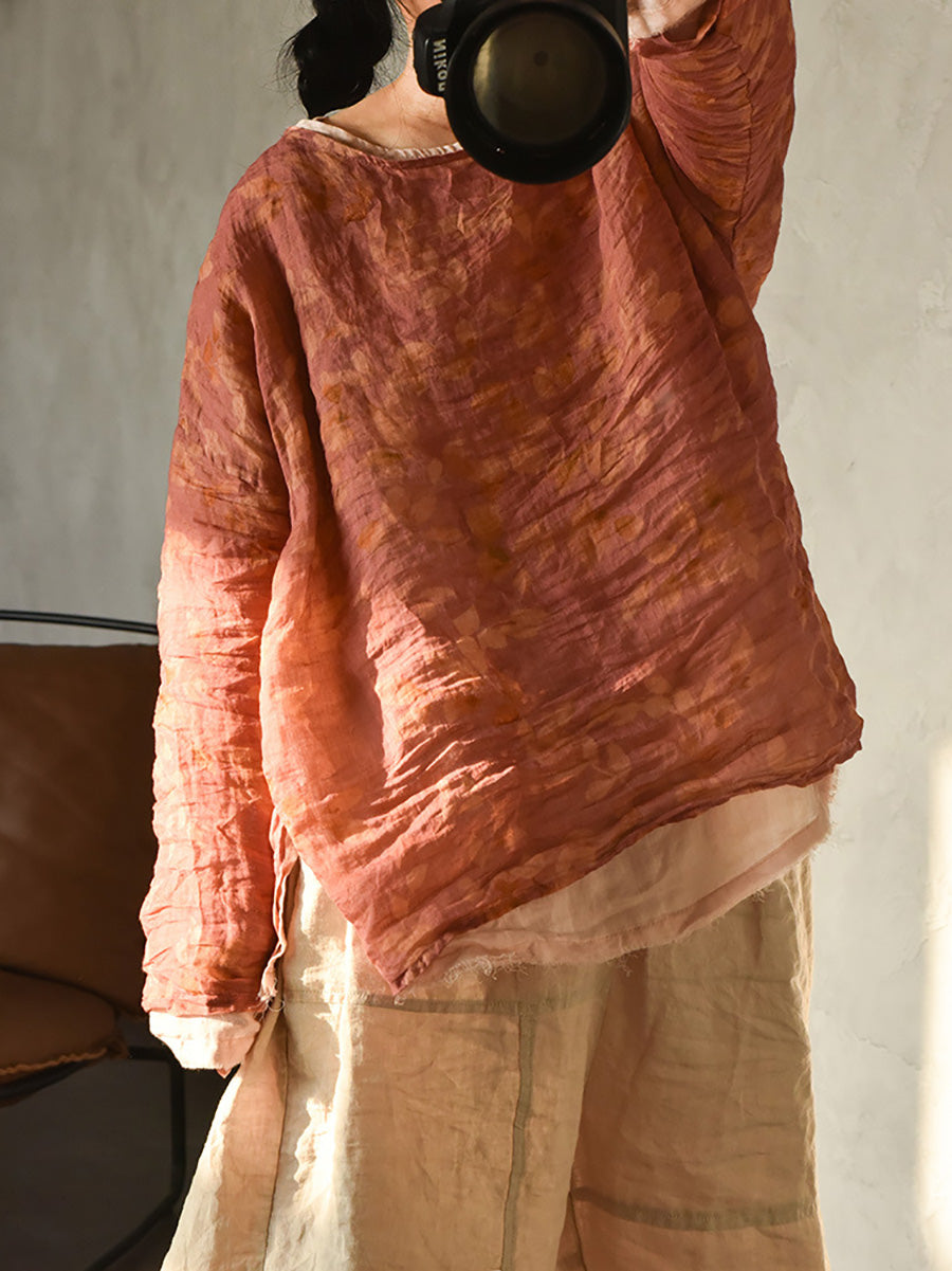 Spring Artsy Tie-dye Ramie Blouse Co1034