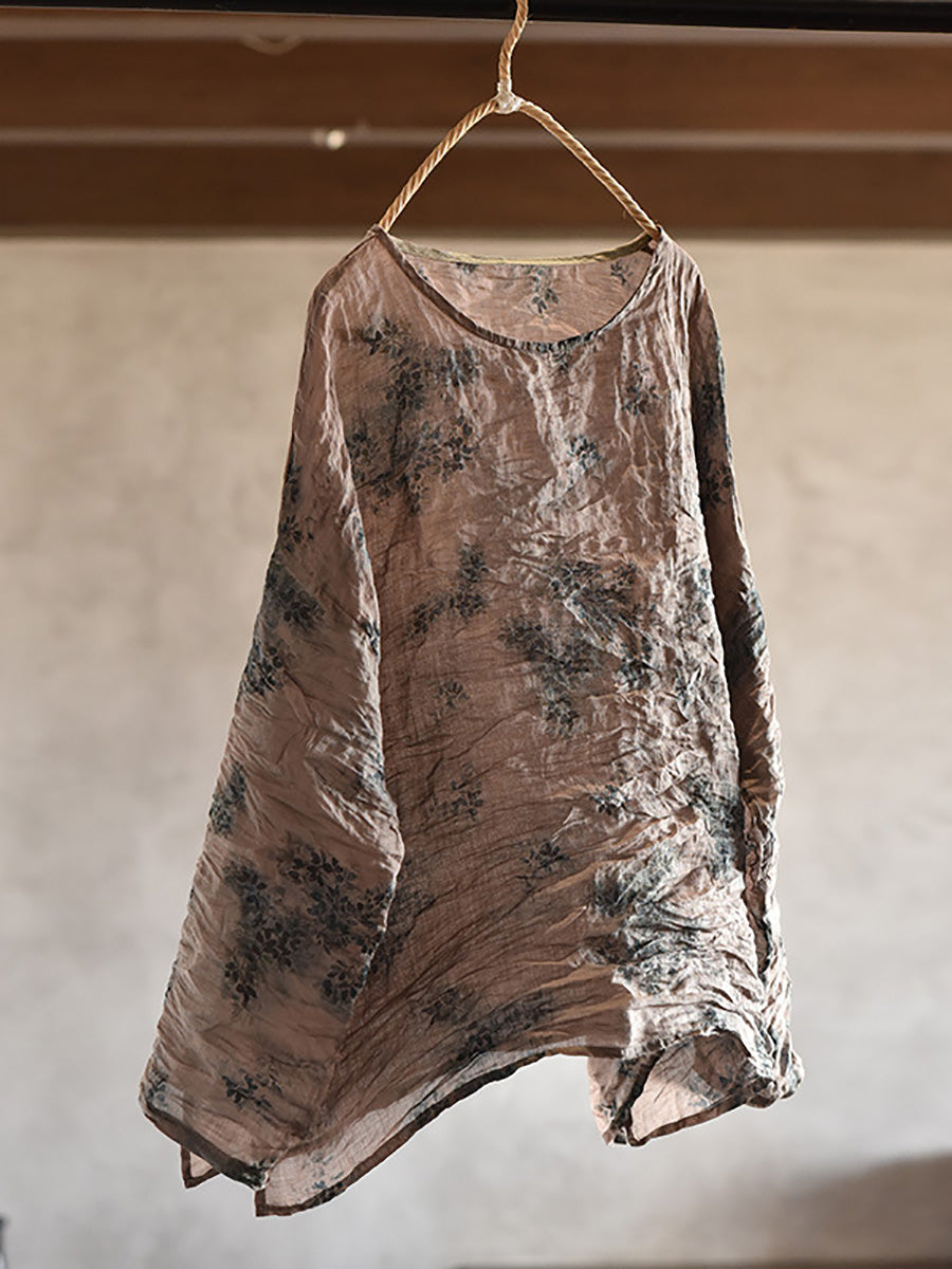 Spring Artsy Tie-dye Ramie Blouse Co1034