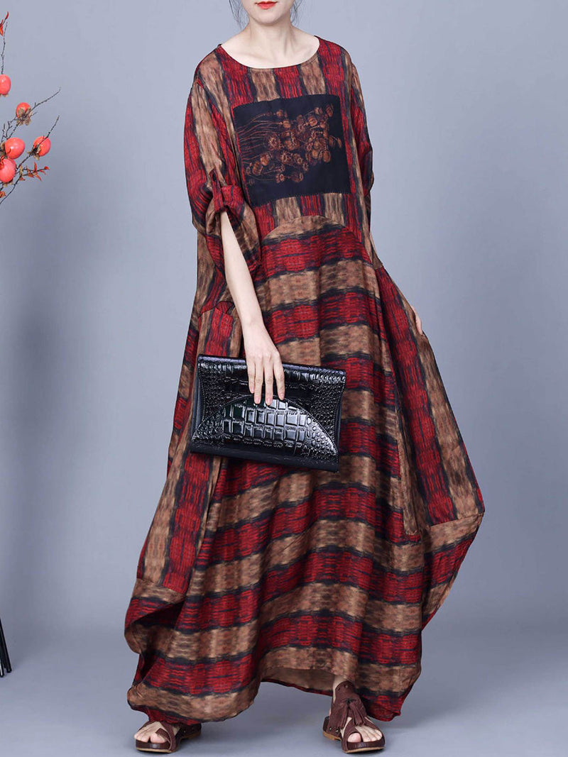 Artsy Stripe Irregular Spliced Maxi Dress Co1035