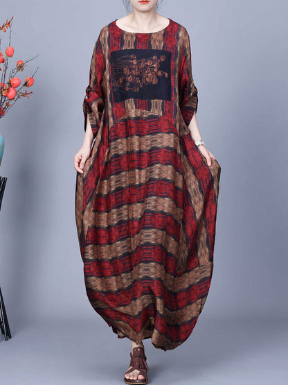 Artsy Stripe Irregular Spliced Maxi Dress Co1035