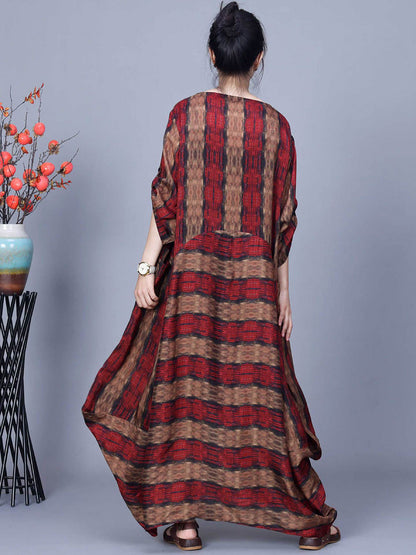 Artsy Stripe Irregular Spliced Maxi Dress Co1035