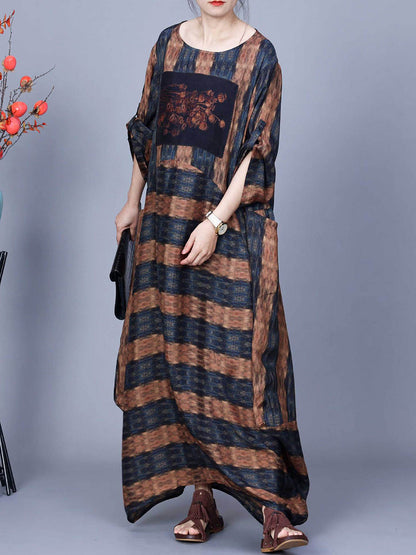 Artsy Stripe Irregular Spliced Maxi Dress Co1035