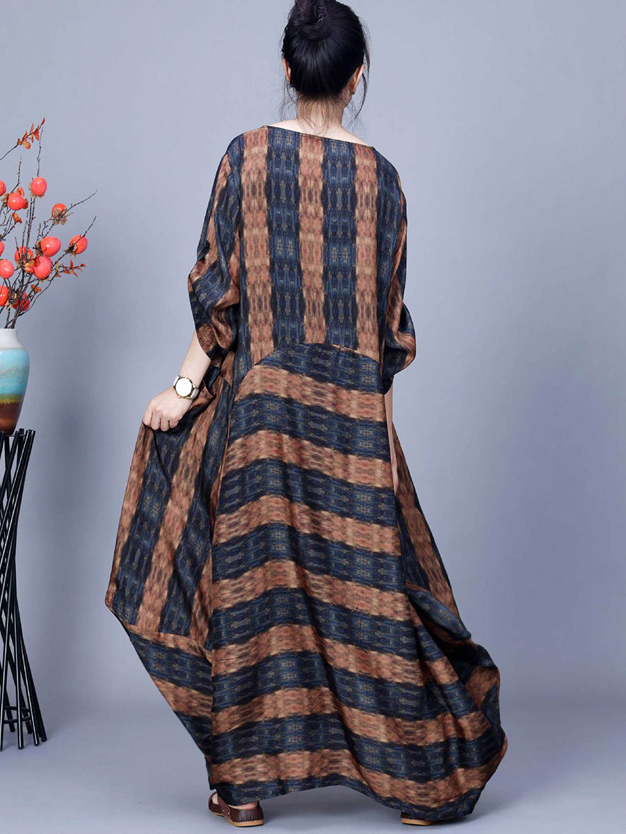 Artsy Stripe Irregular Spliced Maxi Dress Co1035