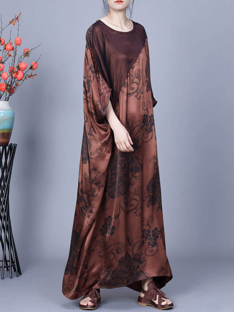 Flower Print Spliced Summer Maxi Dress Co1046