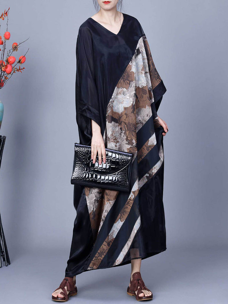 Artsy Flower Irregular Spliced Summer Maxi Dress Co1045
