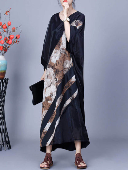 Artsy Flower Irregular Spliced Summer Maxi Dress Co1045