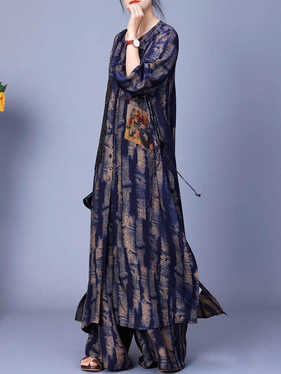 Spring Patch Spliced Long Shirt+pants Co1055