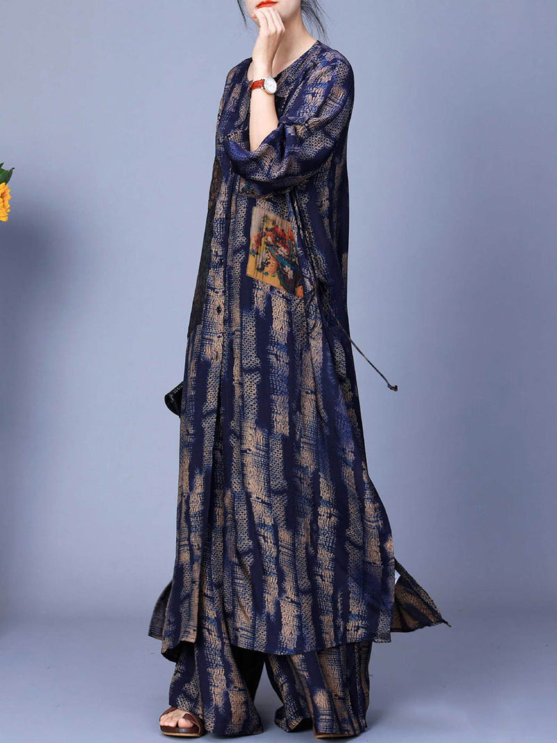 Spring Patch Spliced Long Shirt+pants Pa1023