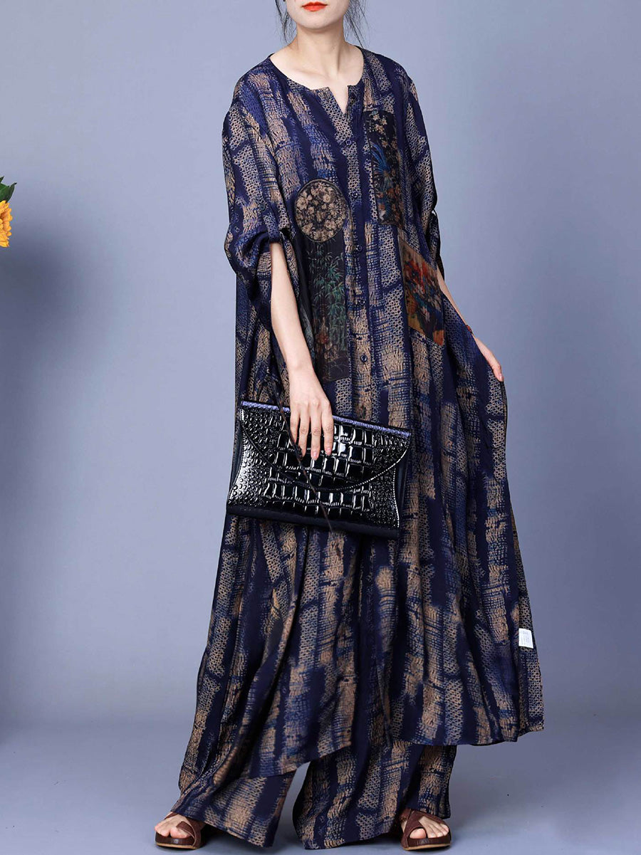 Spring Patch Spliced Long Shirt+pants Pa1023