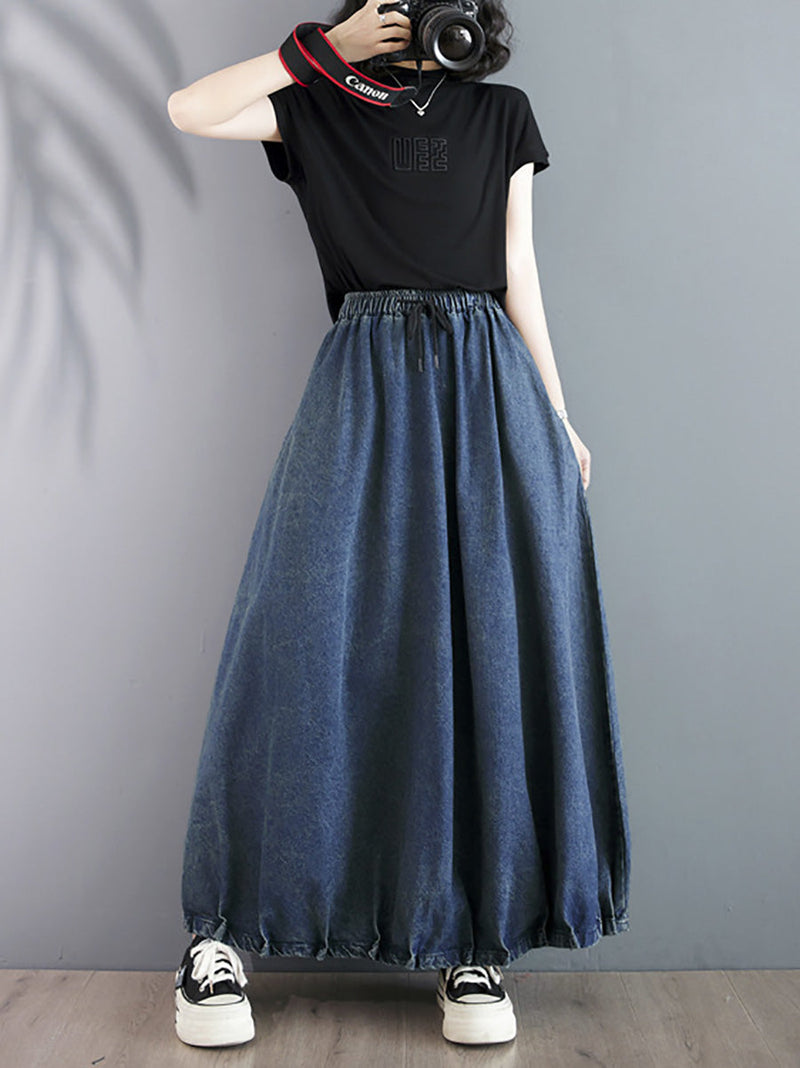 Summer Loose Denim Skirt Pa1019