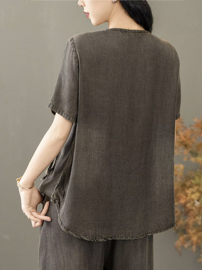 Summer Spliced Worn Shirt+pants Pa1021