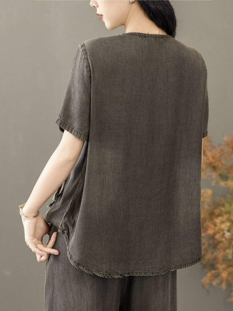 Summer Spliced Worn Shirt+pants Pa1021