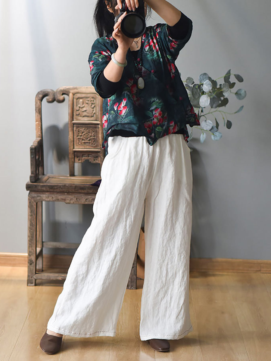 Spring Wide-leg Linen Pants Kl1010
