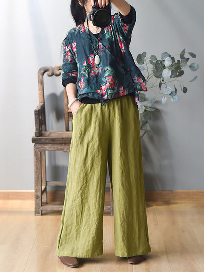 Spring Wide-leg Linen Pants Kl1010