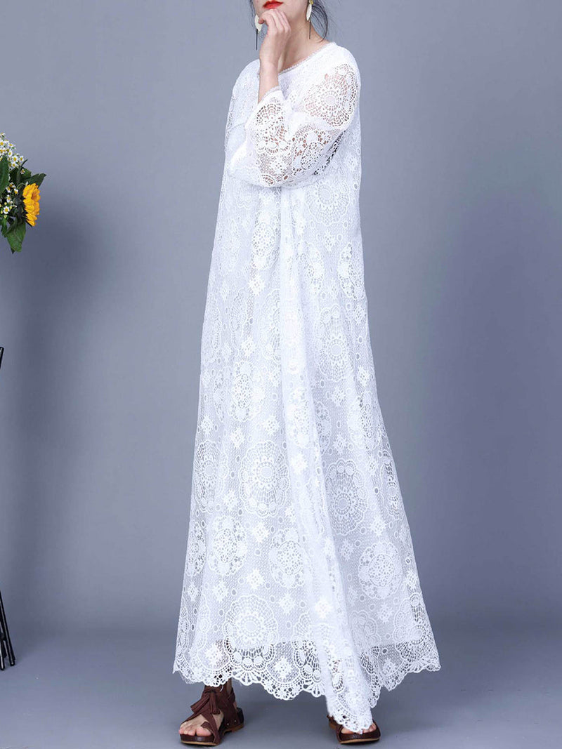 Summer Artsy Lace Spliced Maxi Dress Kl1017