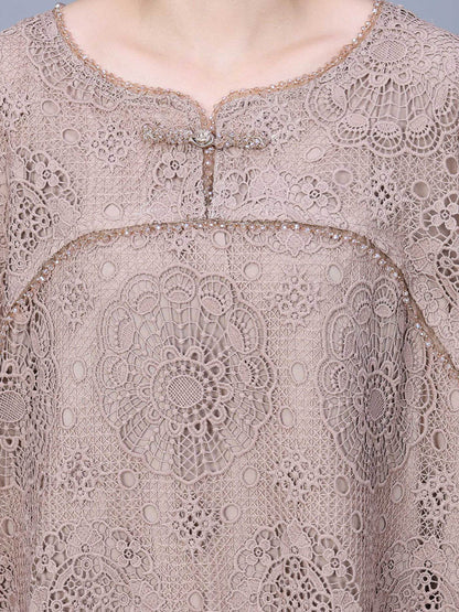 Summer Artsy Lace Spliced Maxi Dress Kl1017
