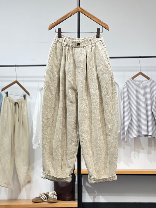 Flower Jacquard Loose Pants Kl1019