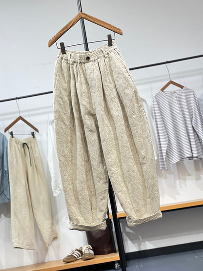 Flower Jacquard Loose Pants Kl1019