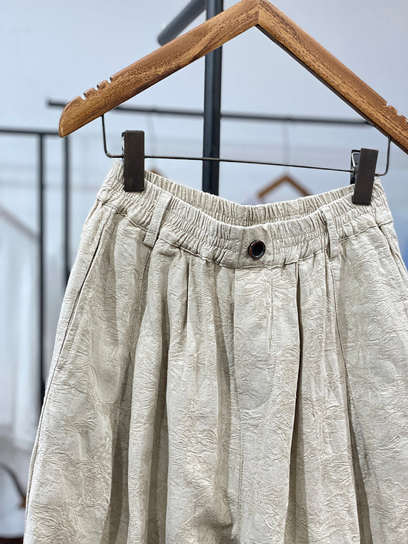 Flower Jacquard Loose Pants Kl1019