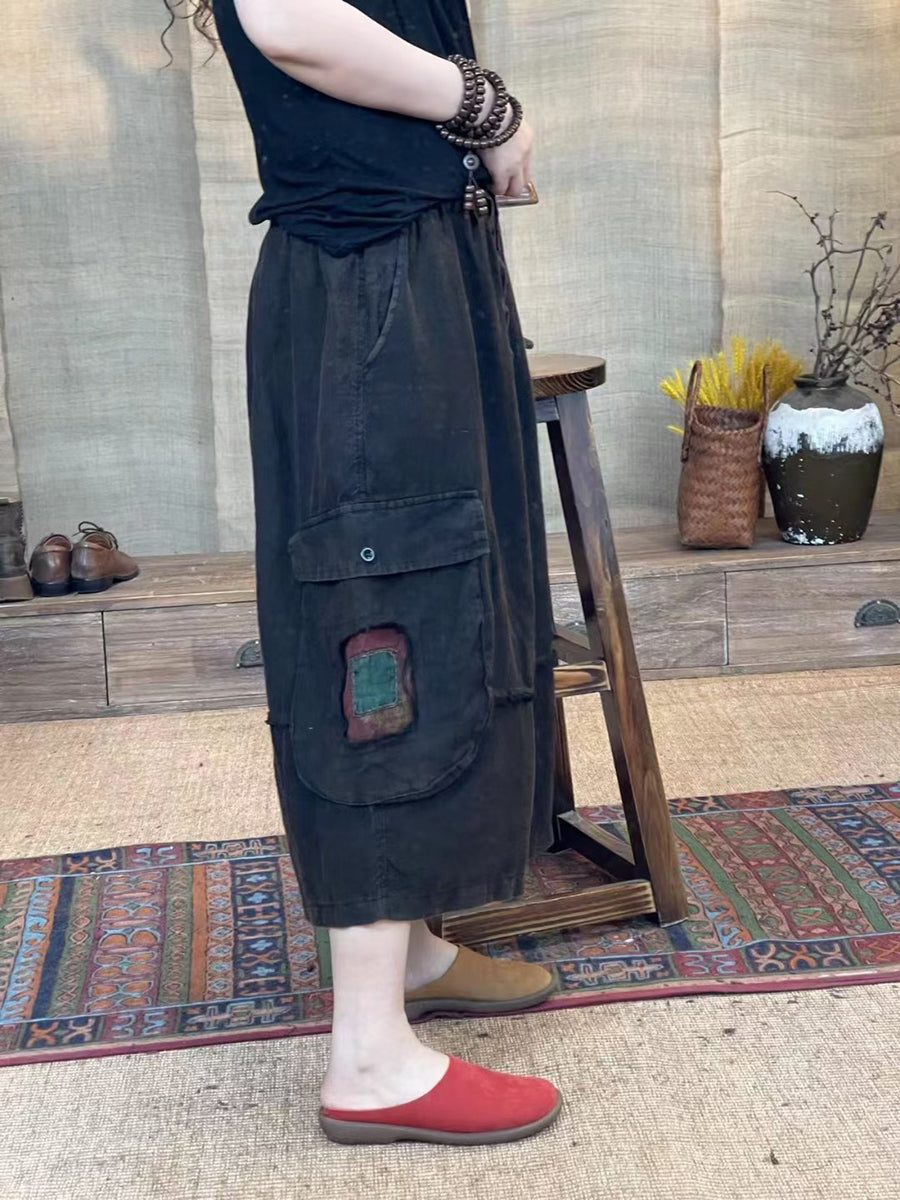 Retro Spliced Summer Loose Wide-leg Pants Kl1027