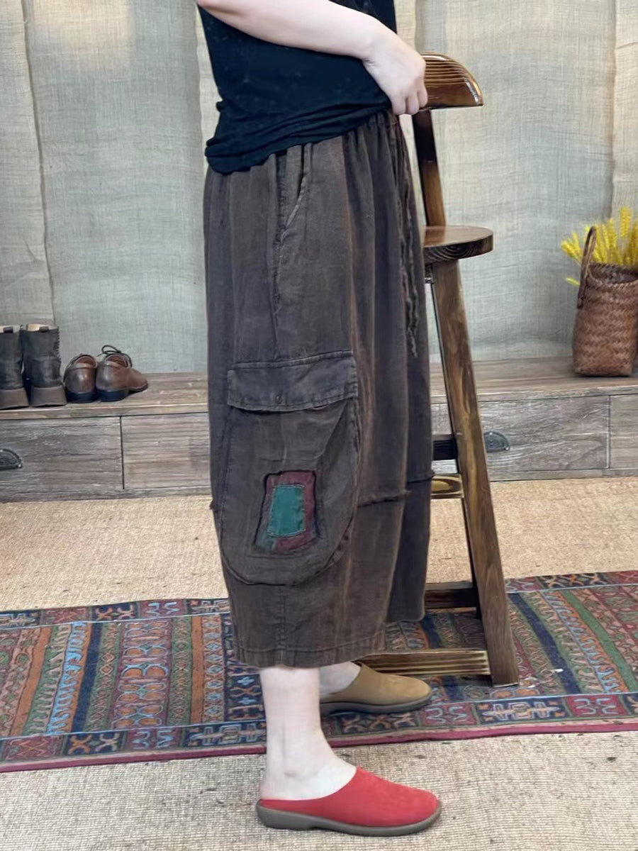 Retro Spliced Summer Loose Wide-leg Pants Kl1027