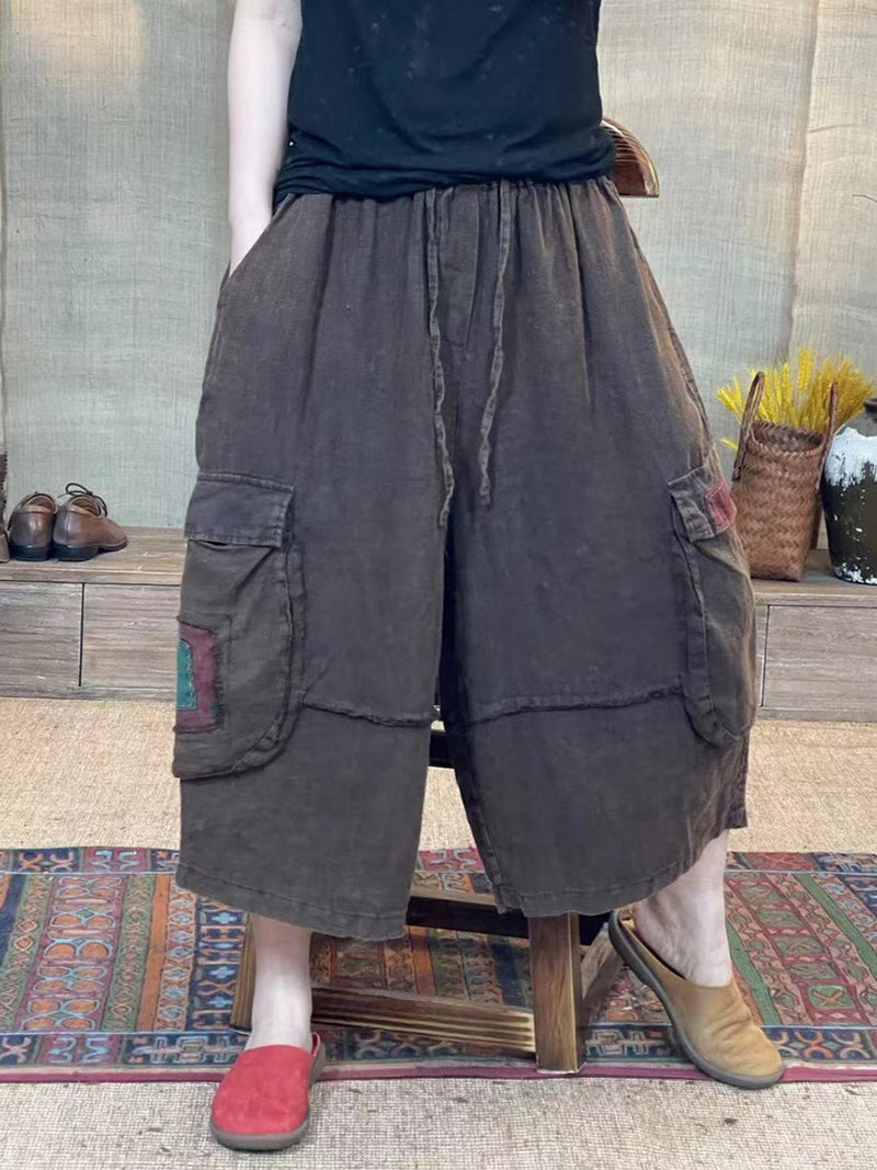 Retro Spliced Summer Loose Wide-leg Pants Kl1027
