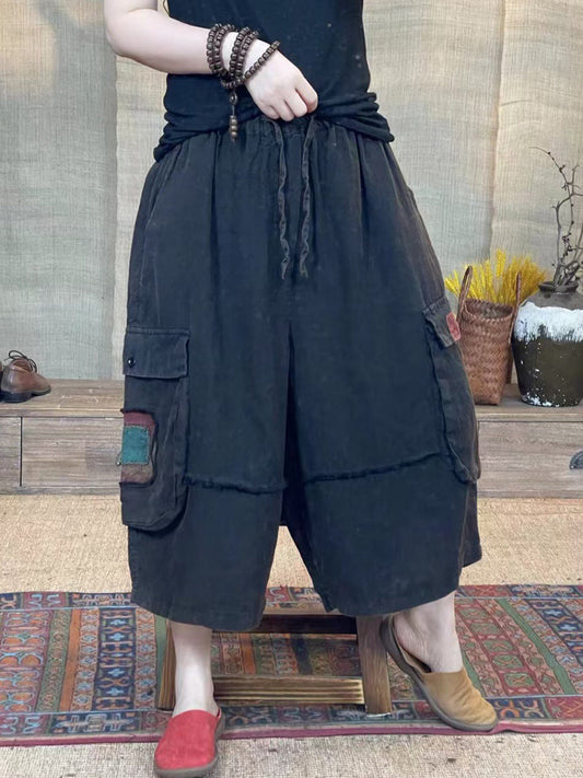 Retro Spliced Summer Loose Wide-leg Pants Kl1027