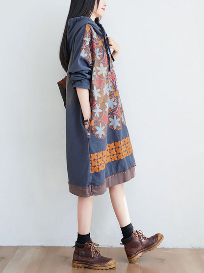 Artsy Flower Spliced Spring Hooded Sweatshirt Co1041