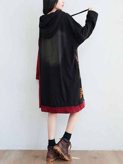 Artsy Flower Spliced Spring Hooded Sweatshirt Co1041