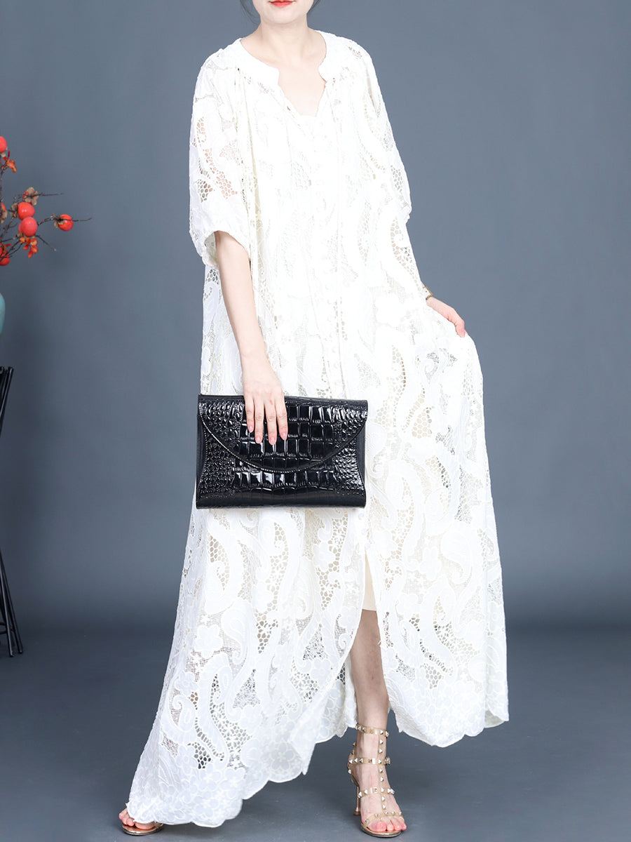 Summer Artsy Cutout Lace Maxi Dress Ll059