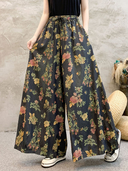 Artsy Summer Denim Wide-leg Pants Kl1055