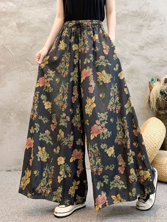Artsy Summer Denim Wide-leg Pants Kl1055
