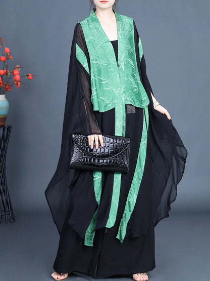 Leaf Jacquard Spliced Summer Outwear Pa1035