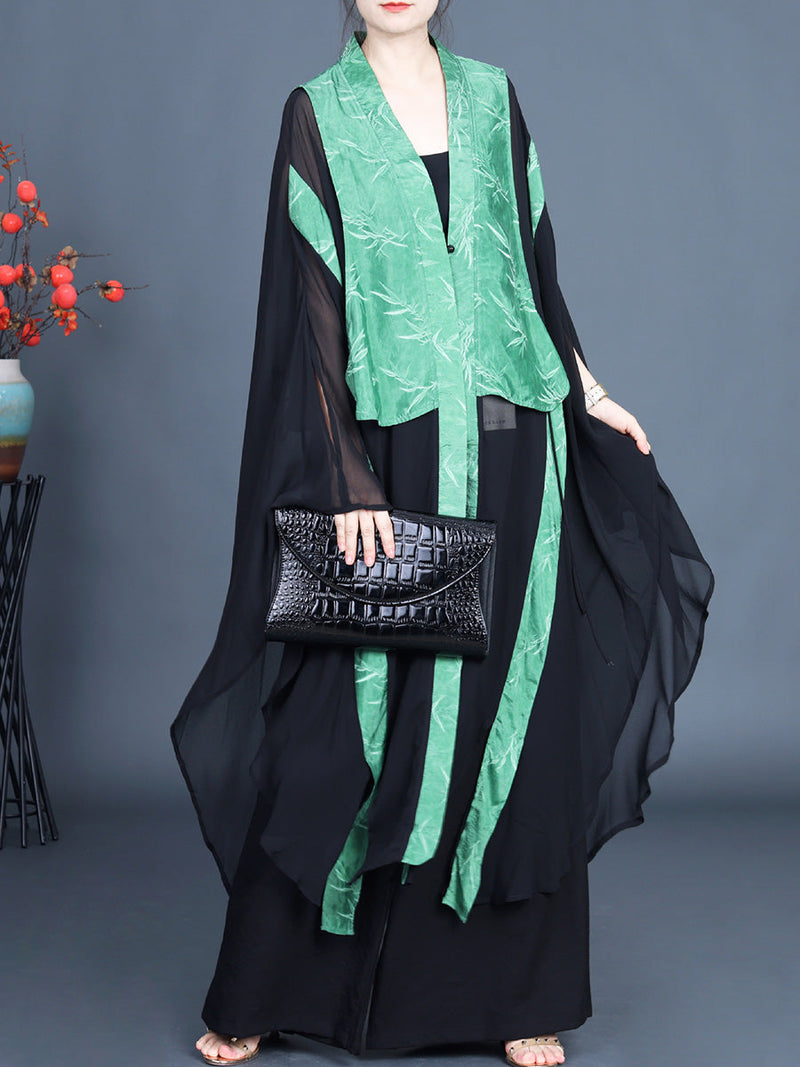 Leaf Jacquard Spliced Summer Outwear Pa1035