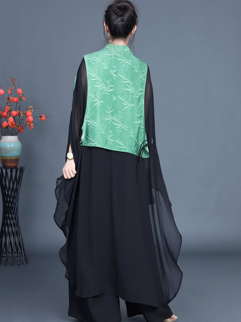Leaf Jacquard Spliced Summer Outwear Pa1035