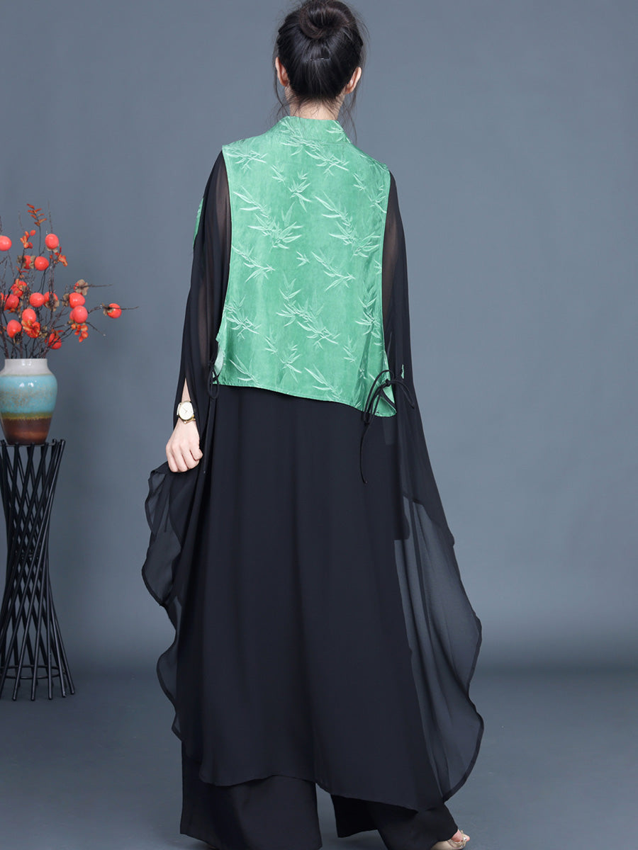 Leaf Jacquard Spliced Summer Outwear Kl1044