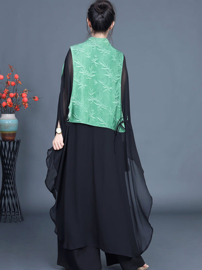Leaf Jacquard Spliced Summer Outwear Kl1044