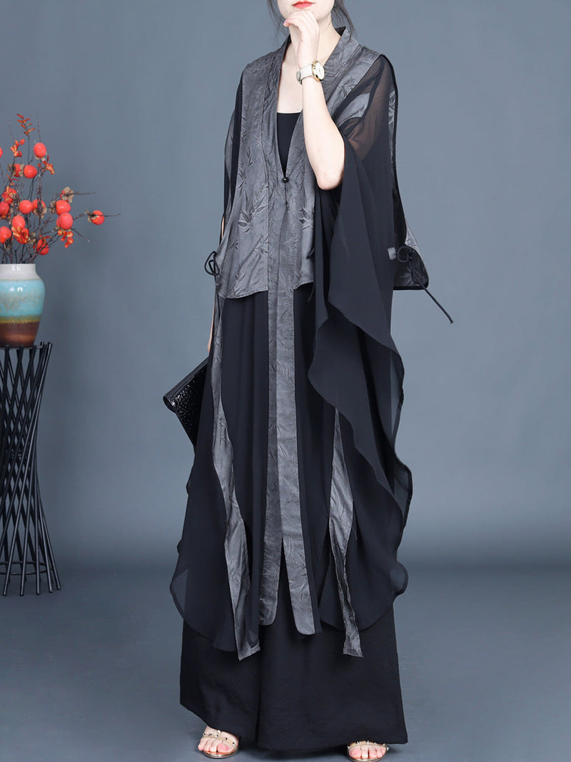 Leaf Jacquard Spliced Summer Outwear Pa1035