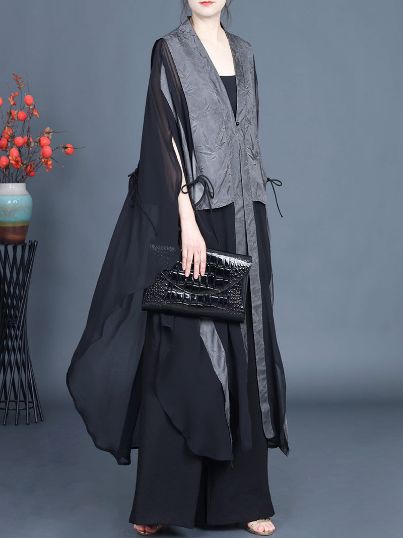 Leaf Jacquard Spliced Summer Outwear Pa1035