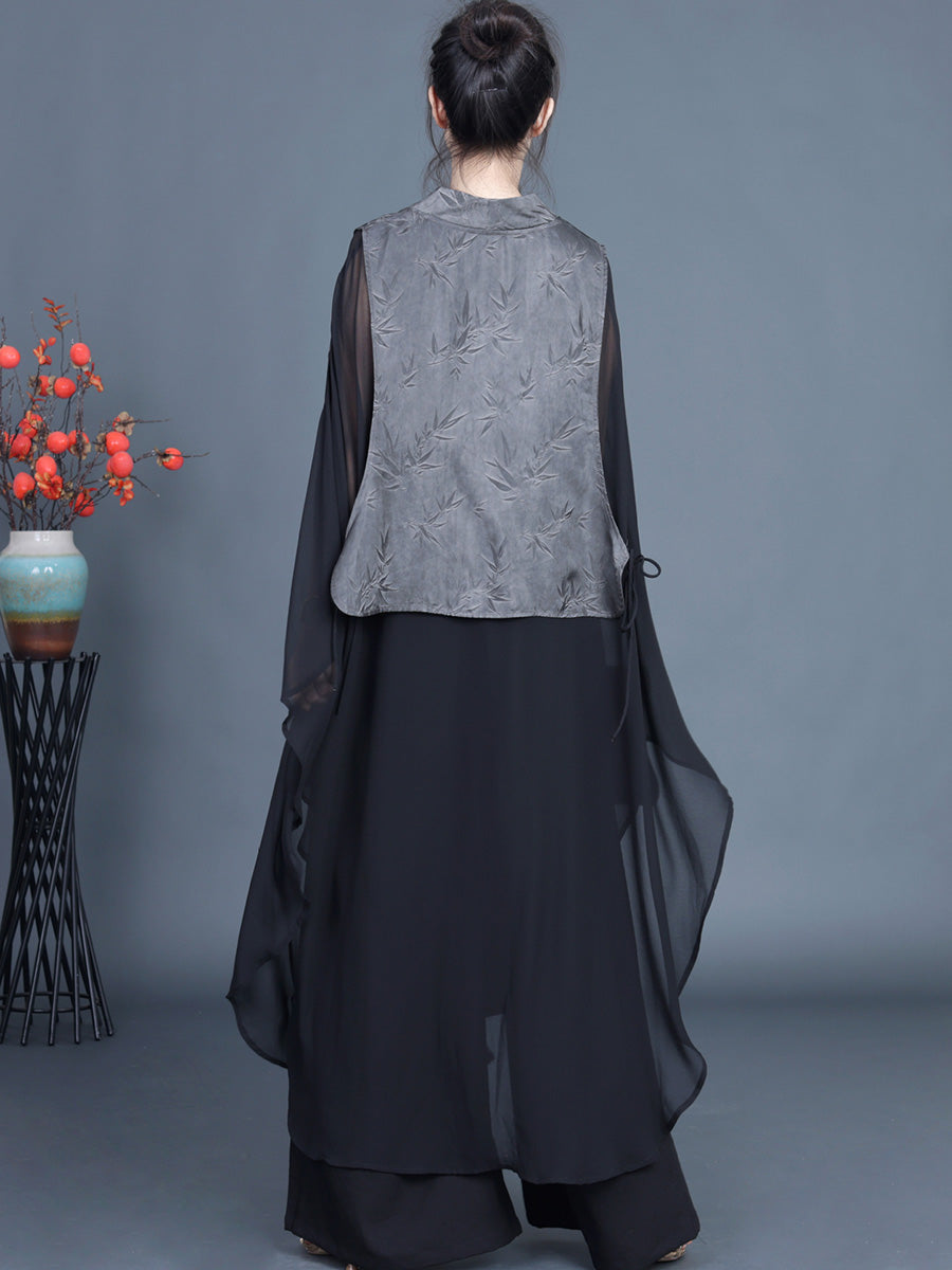 Leaf Jacquard Spliced Summer Outwear Pa1035