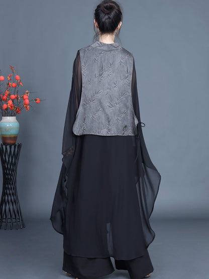 Leaf Jacquard Spliced Summer Outwear Pa1035